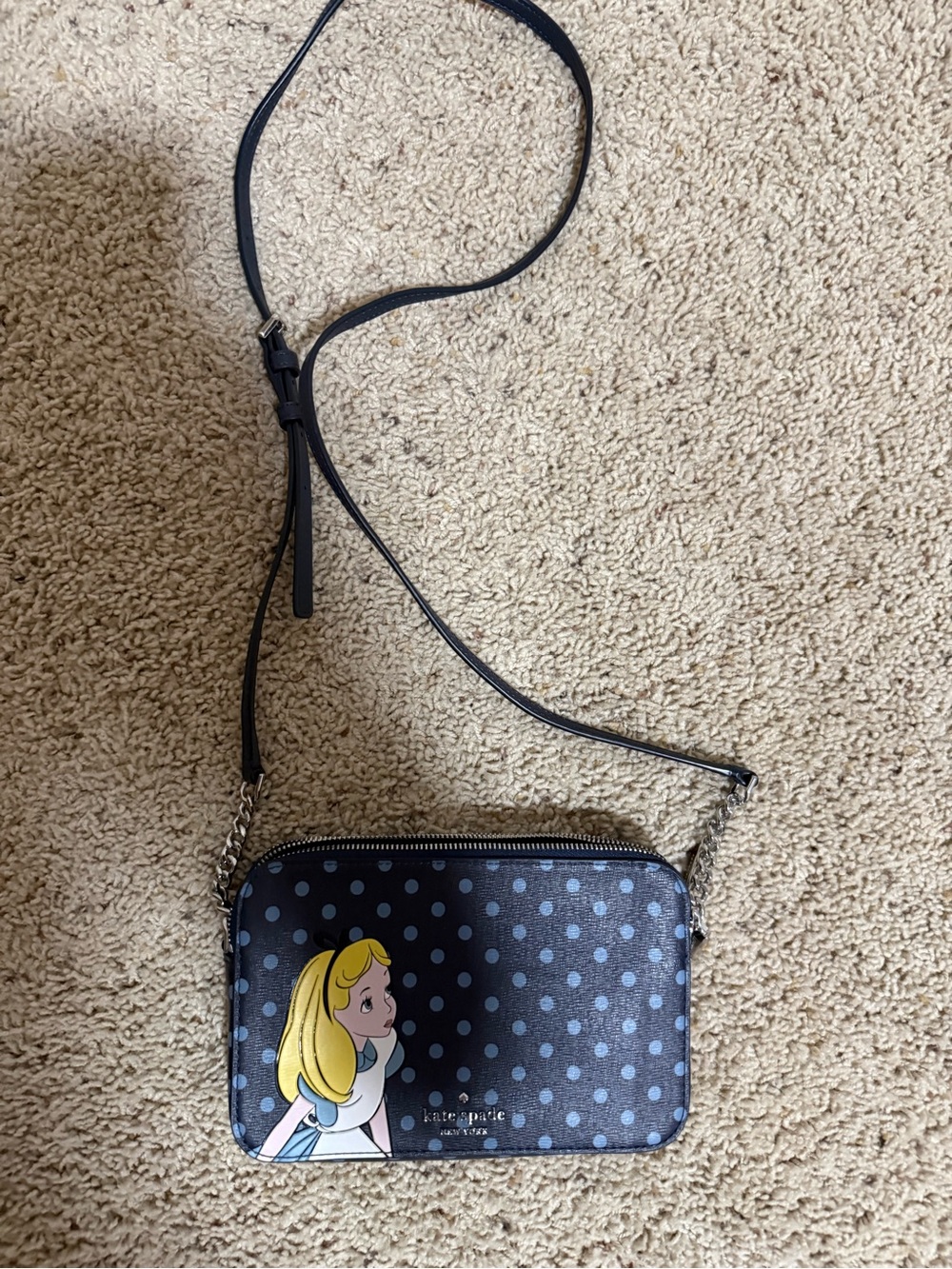 ♠️ Kate Spade Disney Navy Alice in Wonderland Polka Dot Crossbody Bag NWT - Picture 11 of 11